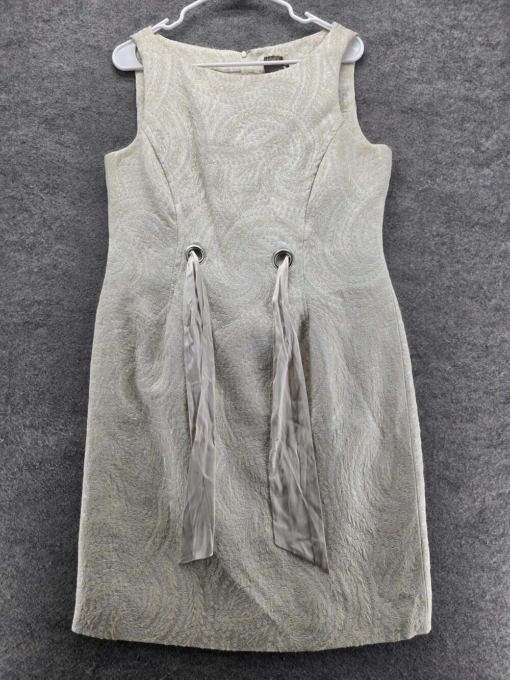 Taylor Dress Womens 12 Silver Metallic Brocade Sheath Sleeveless Formal Party